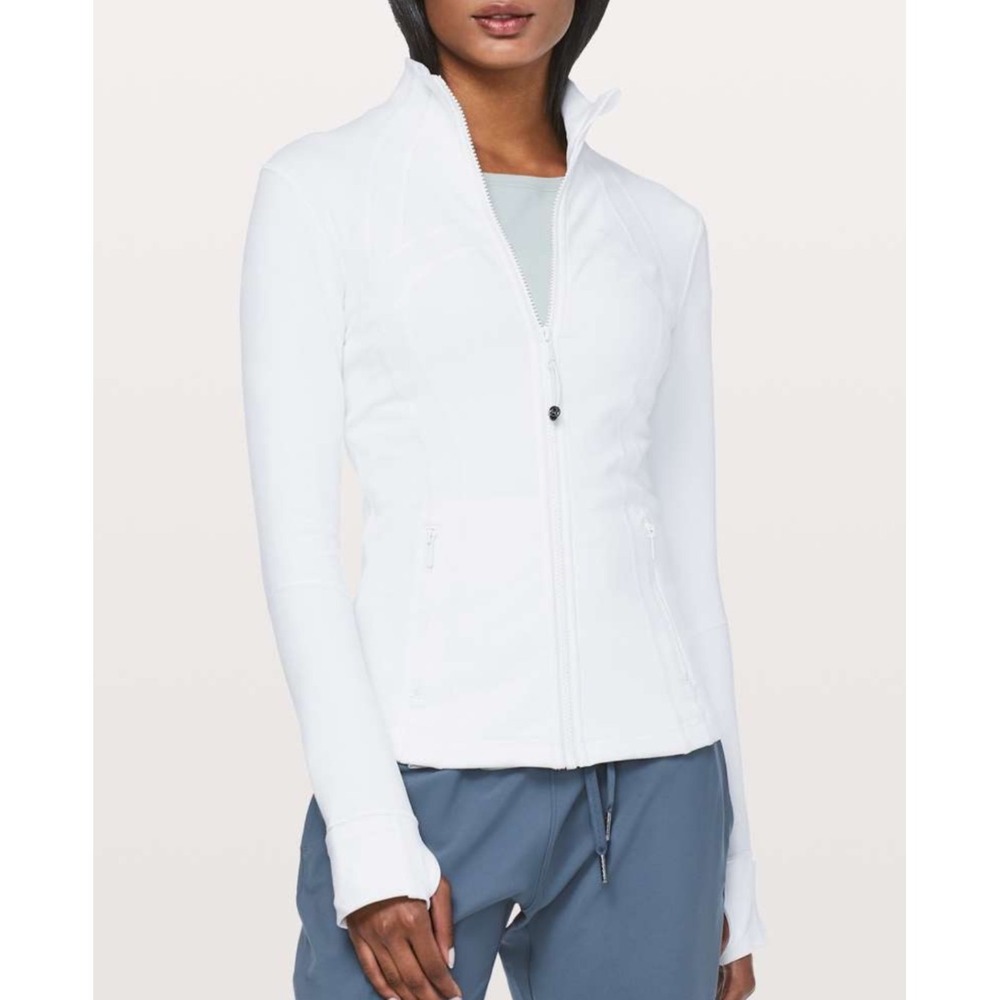 Lululemon Women Jacket 6 Define White Luon Full Zip Slim Fit Activewear LW4AWKS